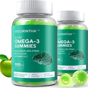 Gomitas omega-3 veganas con DHA 550 mg y EPA 275 mg