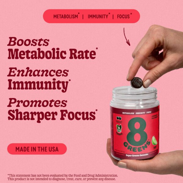 Version 1.0.0 Gomitas orgánicas 8Greens para metabolismo e inmunidad familiar