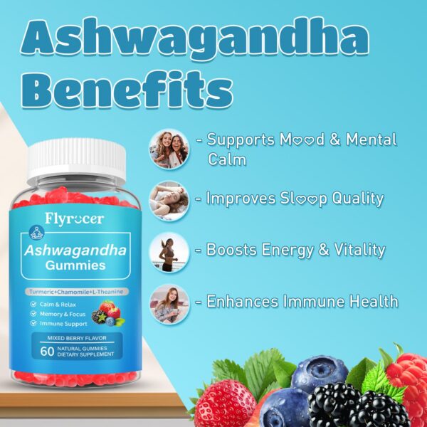 Version 1.0.0 Gomitas orgánicas Ashwagandha con ingredientes naturales y extractos vegetales