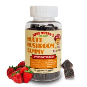 Gomitas orgánicas Mini Mushy's apoyo diario niños sabor fresa