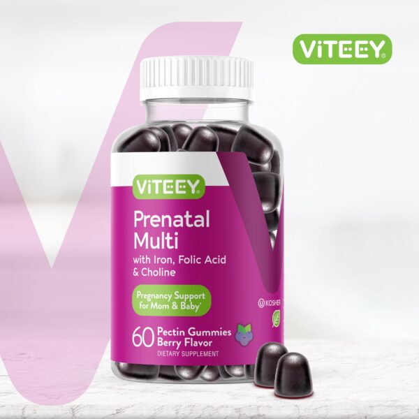 Gomitas prenatal Viteey hierro acido folico colina vista lateral