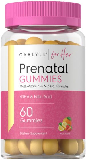 Gomitas prenatales Carlyle sabor fruta caja frontal