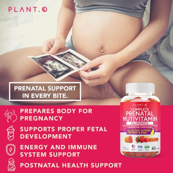 Gomitas prenatales PLANT.O NUTRITION sin jarabe de maíz, suaves para estómago