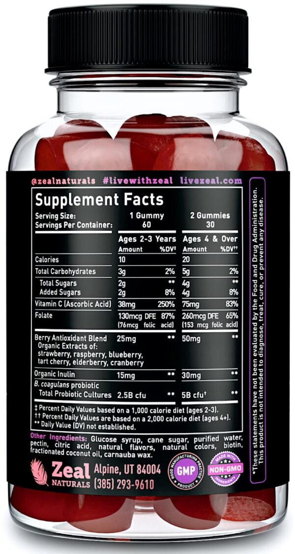 Version 1.0.0 Gomitas probióticas en mano tamaño y textura