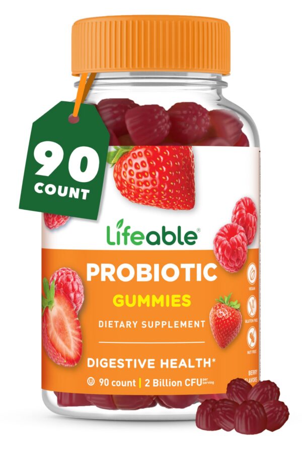 Version 1.0.0 Gomitas probióticas Lifeable sabor frambuesa para salud digestiva