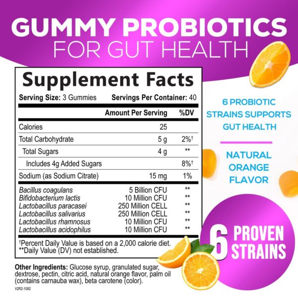 Gomitas probióticas Natures Peak sabor naranja paquete 120