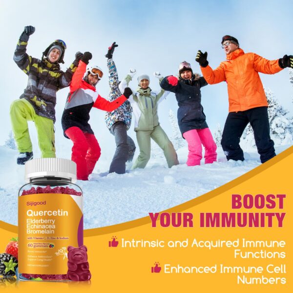 Gomitas rojas de quercetina en envase