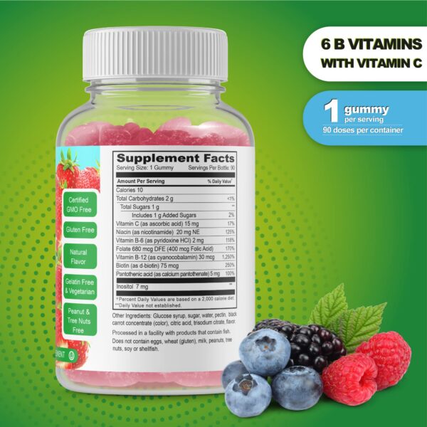 Gomitas sabor fresa complejo vitamina b para adultos