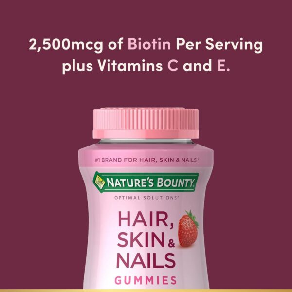 Version 1.0.0 Gomitas sabor fresa Nature's Bounty para salud de cabello piel y uñas