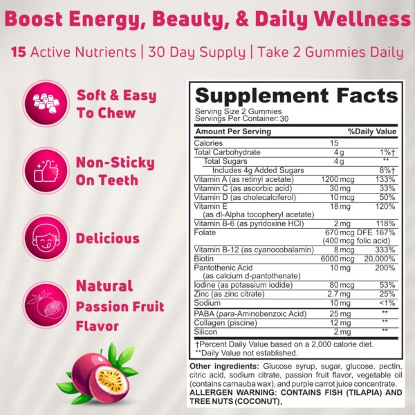 Version 1.0.0 Gomitas sabor fruta de la pasión para salud piel y cabello