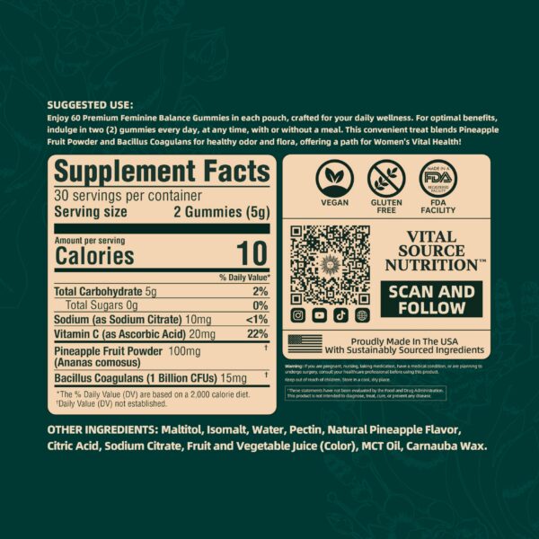 Gomitas sabor piña hawaiana Vital Source Nutrition