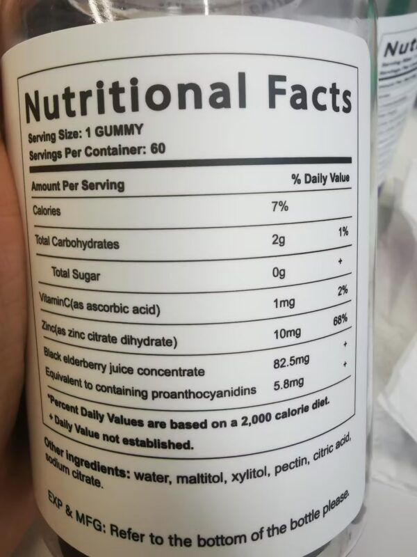 Gomitas sabor saúco negro sin azúcar para apoyo sistema inmunológico