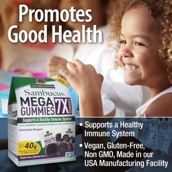 Gomitas saludables sin sabor artificial Nature's Answer sin alcohol saúco