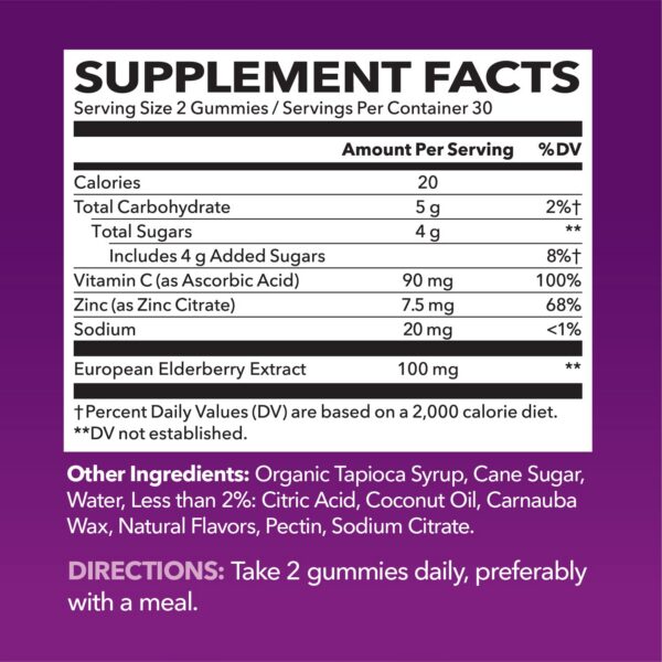 detalle gomitas saúco con zinc y vitamina c Havasu Nutrition