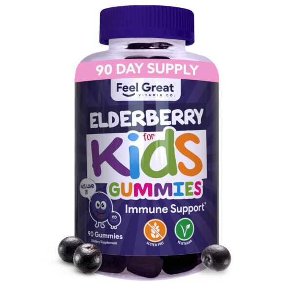 Version 1.0.0 Gomitas de saúco para niños Feel Great Vitamin Co. paquete frontal