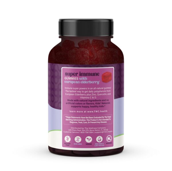 Gomitas de saúco zinc vitamina c The Wellness Company vista frontal