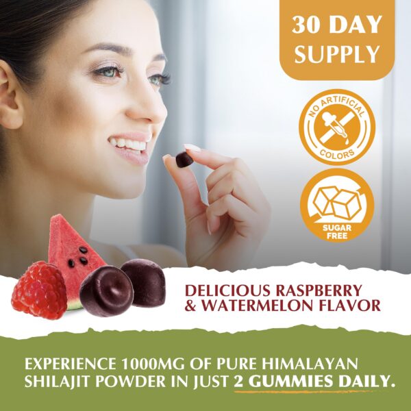 Gomitas Shilajit Jiva sin azúcar sabor frambuesa y sandía