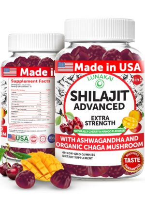 Version 1.0.0 frasco de gomitas shilajit lunakai con ashwagandha y chaga
