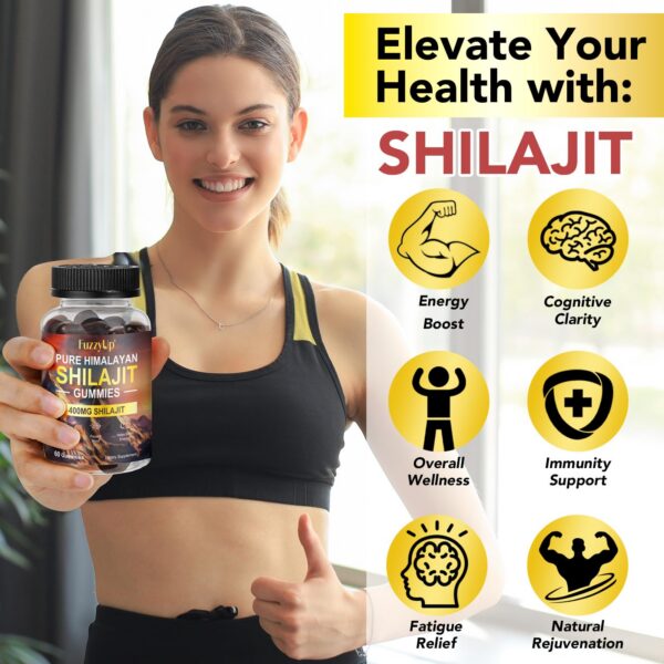Detalle gomitas de shilajit 100% orgánicas y veganas