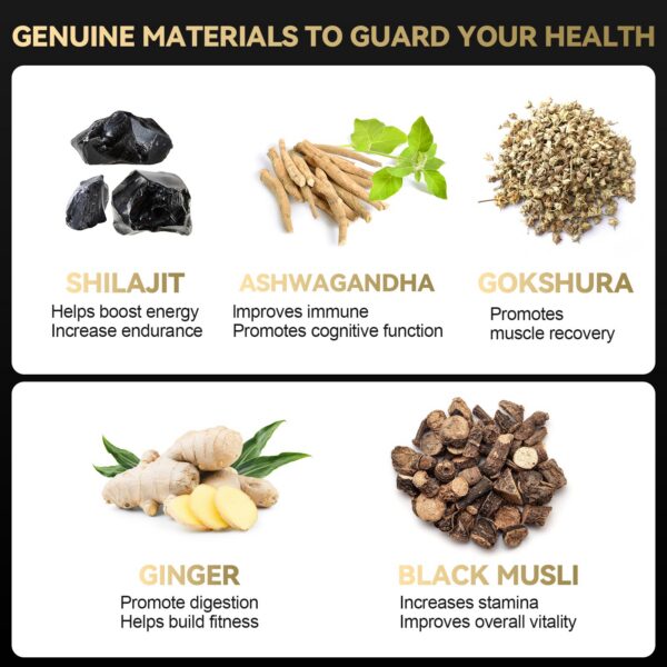 Gomitas Shilajit puro Himalayan con ingredientes naturales y minerales