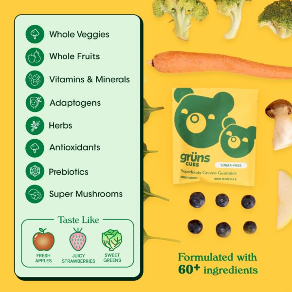 Gomitas sin azúcar con adaptógenos y superalimentos para niños