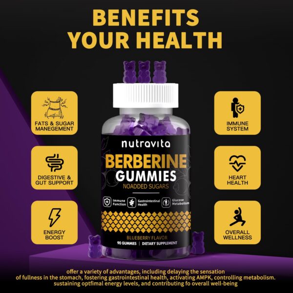 Gomitas sin azúcar berberina Nutravita sabor arándano