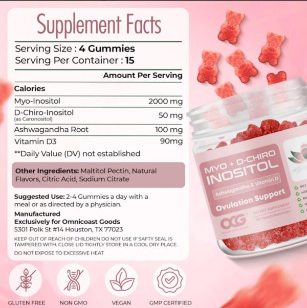 Etiqueta y lista ingredientes gomitas equilibrantes hormonales