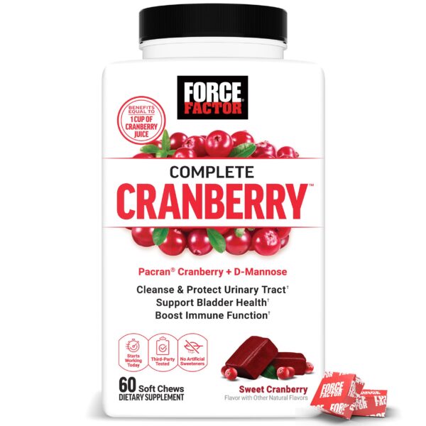 Gomitas suaves de arándano Force Factor para salud urinaria