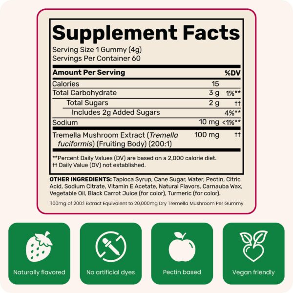 Gomitas de suplemento herbal para adultos con tremella y sabor natural