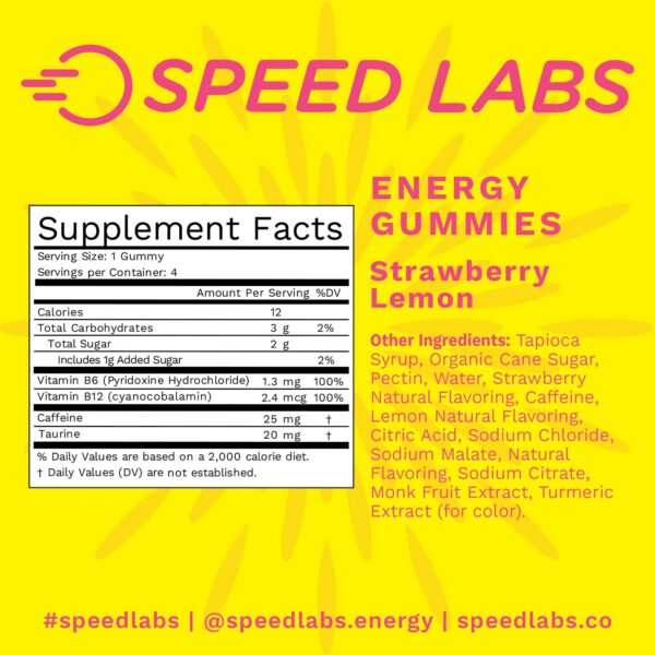 Gomitas veganas energéticas Speed Labs con ingredientes naturales