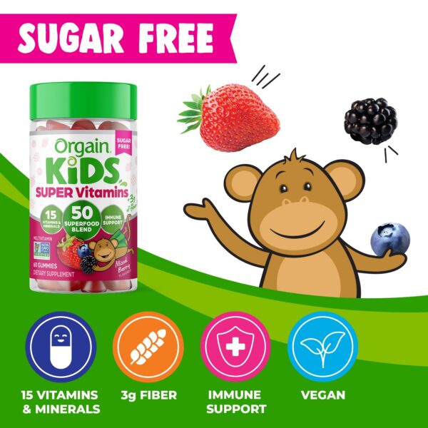 Gomitas veganas Orgain Kids sin azúcar con 15 vitaminas y minerales