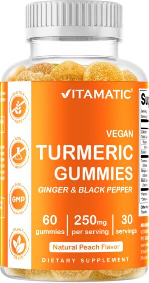 Gomitas Vitamatic de cúrcuma con jengibre y pimienta negra paquete frontal