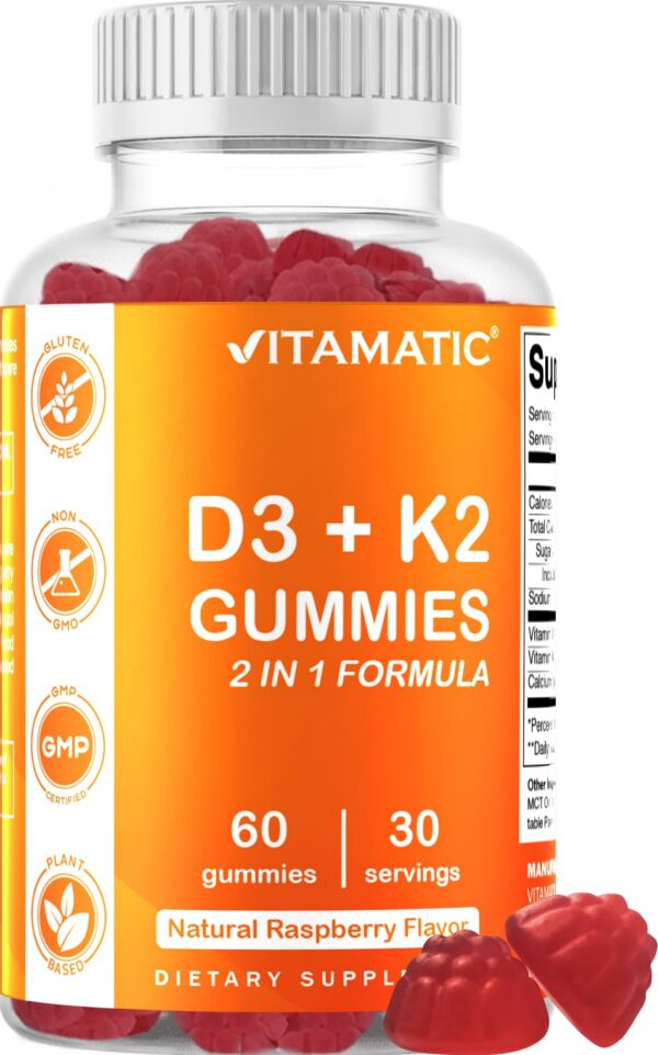 Gomitas Vitamatic vitamina D3 y K2 60 unidades sabor frambuesa