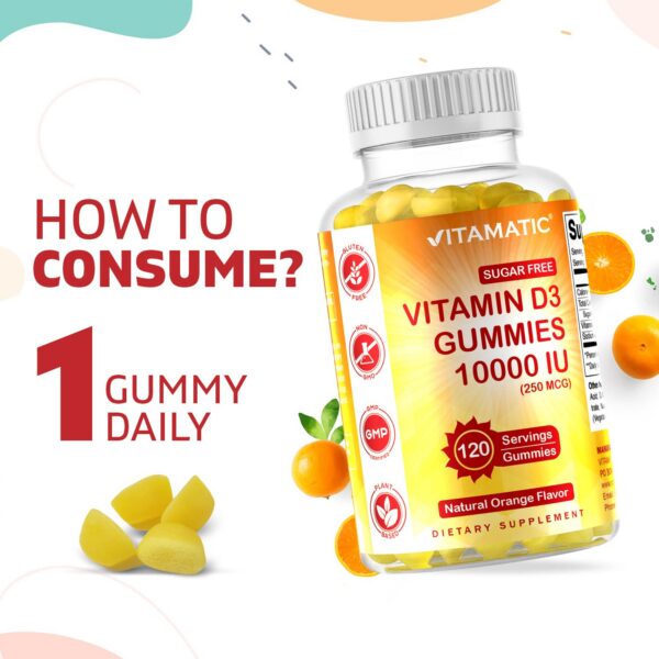 Gomitas Vitamatic vitamina D3 sin ingredientes artificiales libre soja trigo