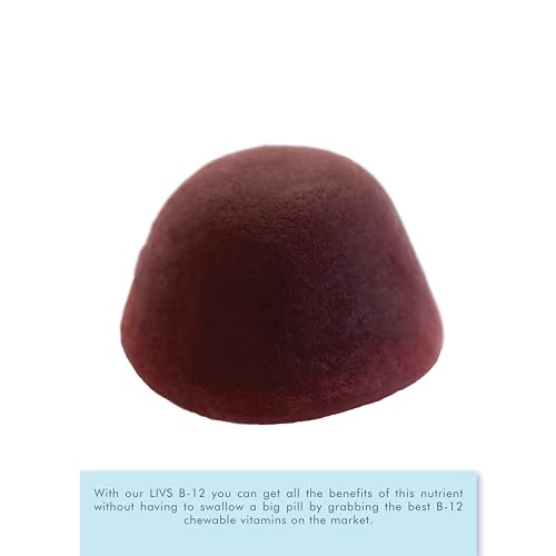 Gomitas de vitamina B12 LIVS en fondo blanco