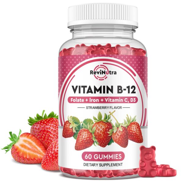 Version 1.0.0 Gomitas vitamina b12 ReviNutra sabor fresa frasco principal