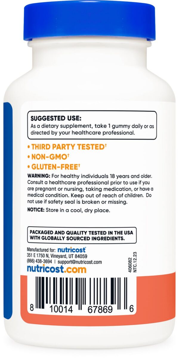 Gomitas vitamina B9 Nutricost para hombres y mujeres