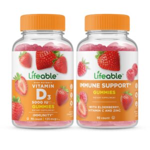 Version 1.0.0 Botella de gomitas vitamina D 5000 IU Lifeable para soporte inmunológico