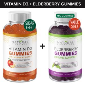 Frasco de gomitas de vitamina D y saúco Natural BioScience