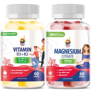 Gomitas vitamina d3 k2 y magnesio sunny sam empaque frontal