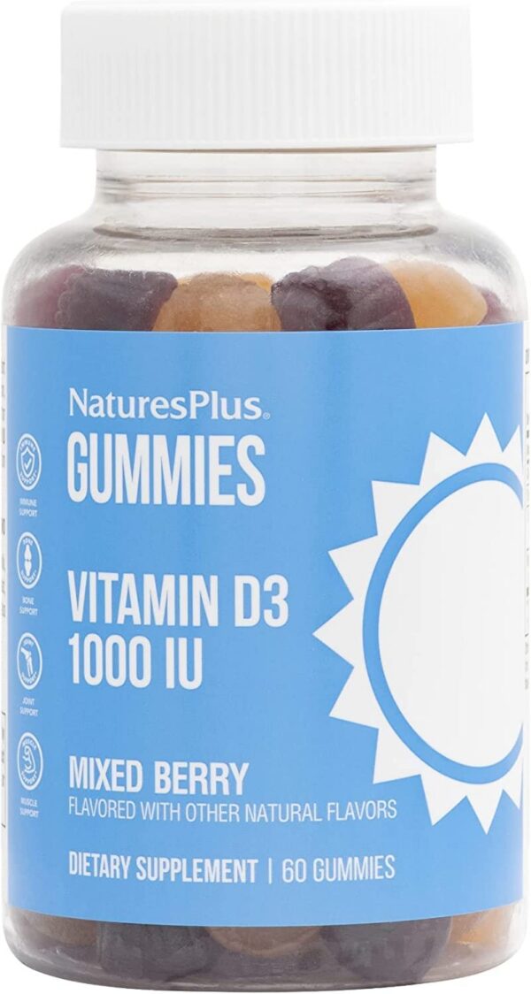Paquete de Gomitas Vitamina D3 NaturesPlus sabor baya mixta