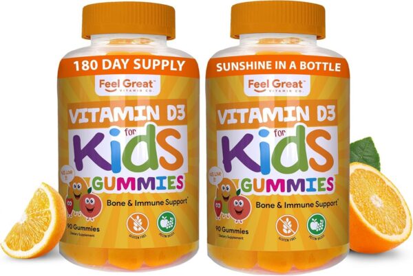 Gomitas de vitamina D3 para niños sabor cítrico paquete de 2