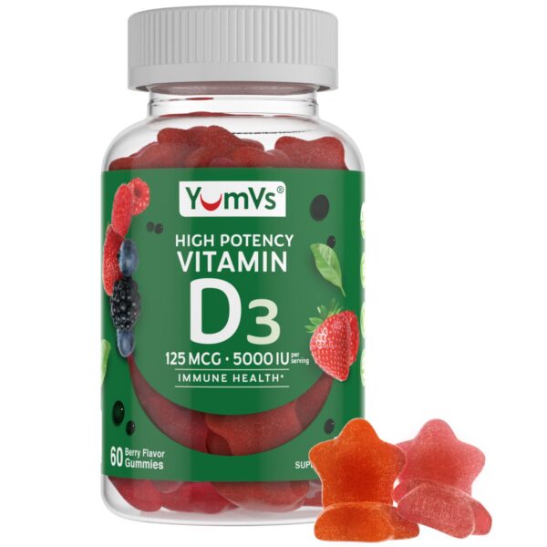 Gomitas Vitamina D3 YUM-V'S botella frontal 60 unidades