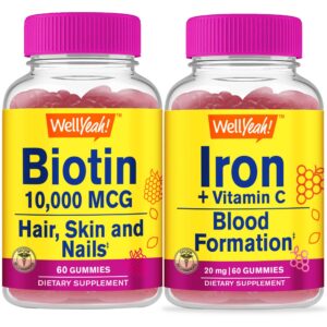 Gomitas WellYeah biotina hierro vitamina C sabor uva