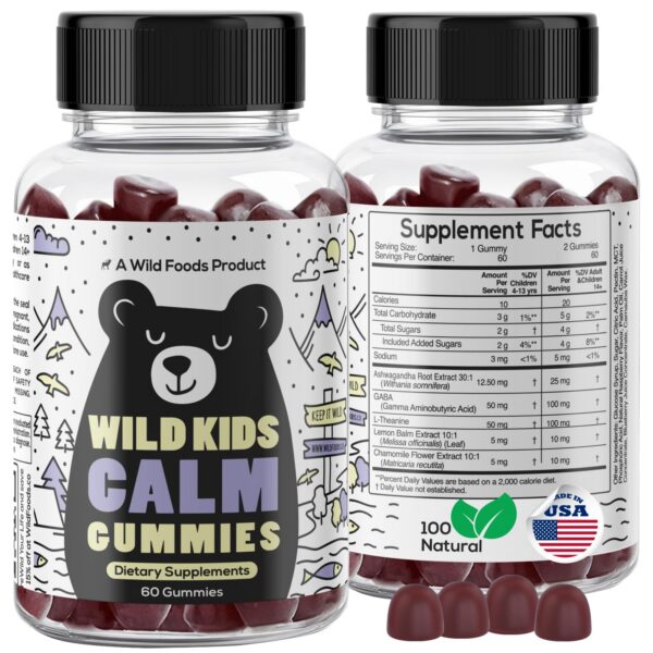 Gomitas Wild Foods Ashwagandha para niños sabor frutos rojos