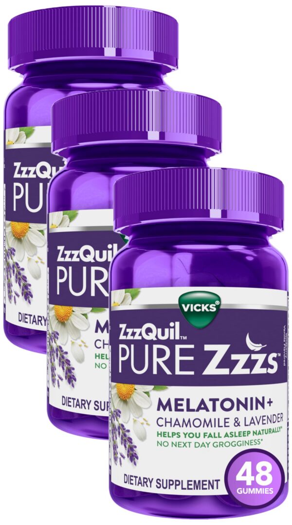 Paquete de gomitas ZzzQuil Pure Zzzs melatonina con sabor a baya y vainilla