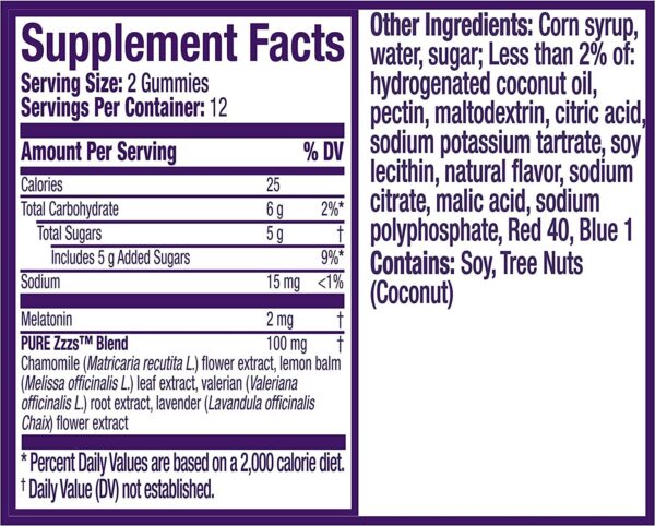 Gomitas ZzzQuil Pure Zzzs melatonina sin somnolencia ni adicción
