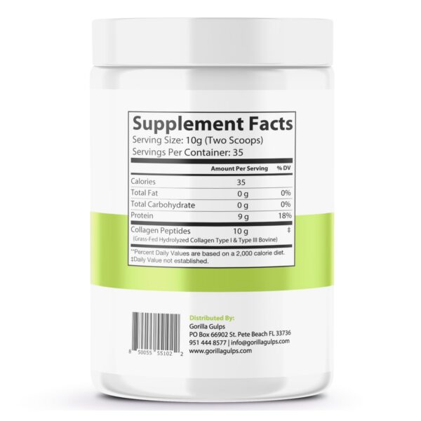 Etiqueta lateral Gorilla Gulps Colágeno Hidrolizado