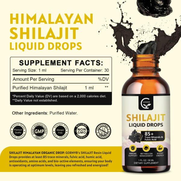 Etiqueta de Shilajit drops detalle