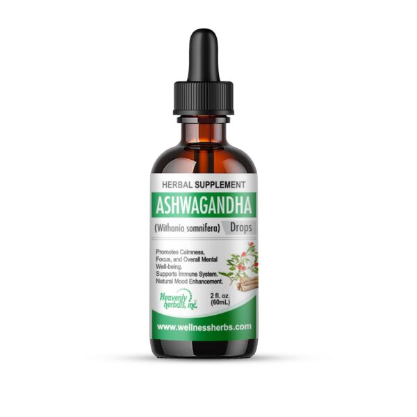 Gotas Ashwagandha Heavenly Herbals extracto natural calma y ánimo